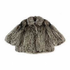 ROTINY Silver Fox Real Fur Coat Jacket Voluminous Thick Warm Size M/L from Japan