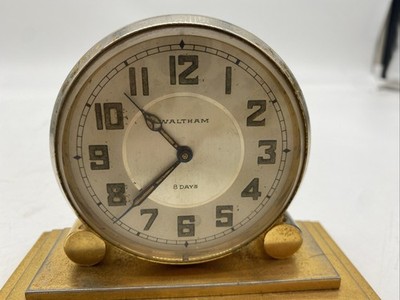 Vintage 1930's Art Deco Waltham Partners 8 Day Brass Double Sided