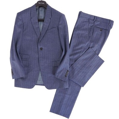 Paul Smith Setup Suit Single Striped Wool Jacket Mens M Light Navy Used MOLO-0