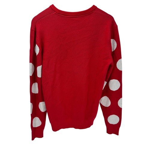 Disney Sweater Womens Medium Minnie Mouse Red White Polka Dot Pullover Knit - Picture 4 of 8
