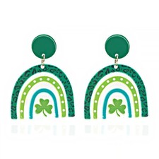 St Patricks Day Earrings for Women Irish Festival Three Four Green green