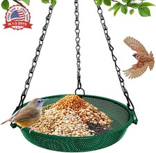 Hanging Bird Feeder for Outdoors - 9 in Metal Mesh Bird Feeder Tray Platform for