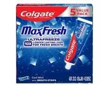Colgate MaxFresh Toothpaste Cool Mint 7.3oz 5 Pack w/ Breath Strips 0.66 per gallon
