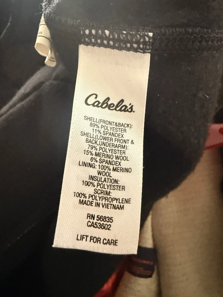 Cabelas ECWCS stand Hunter Merino Wool Primaloft Base Top Men’s Black Large - Image 4 of 4