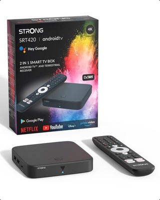 STRONG SRT420 4K Streaming Box Android TV DVB-T2 LAN WLAN Google HDR10+ Dolby