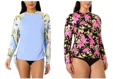 Hurley Women's L Long Sleeve UPF 50 Rash Guard Swim Shirt