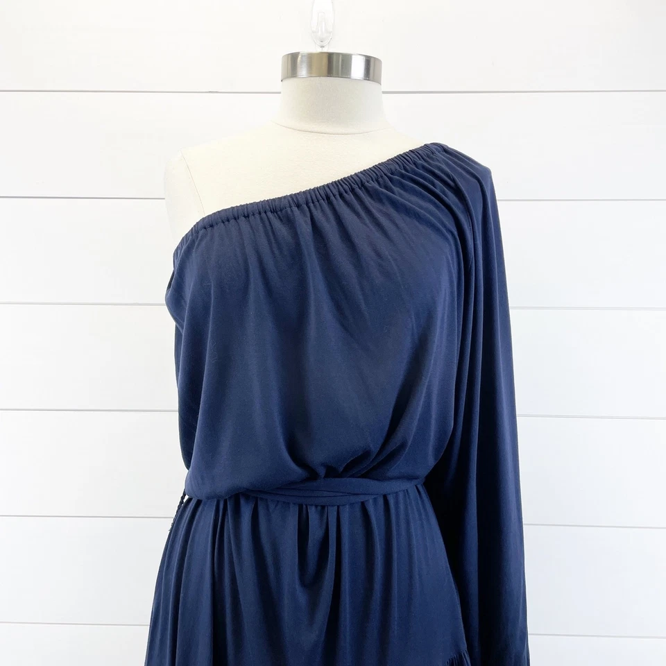 Marc Jacobs 女式连衣裙 XS 单肩海军蓝莫代尔人造丝软核芭蕾舞芯 — 第 3/4 张图片