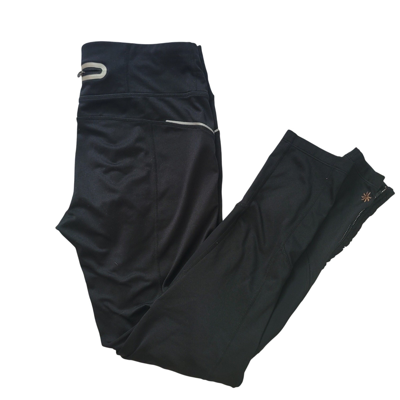 Athleta S Chaturanga Black Stretch Crop Leggings with Pockets for Athleisure