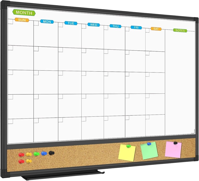 JILoffice Magnetic Calendar Whiteboard & Bulletin Corkboard Combo 24 X 18"