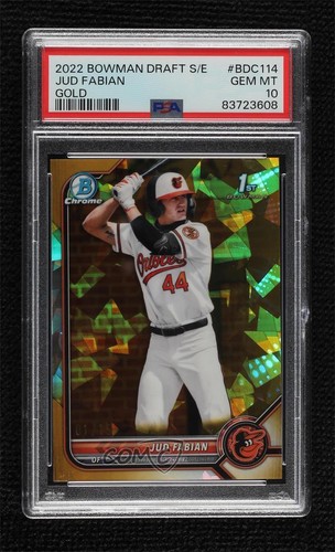 2022 Bowman Chrome Draft Sapphire Edition Gold /15 Jud Fabian PSA 10 GEM MT 0ok8 - Picture 1 of 3