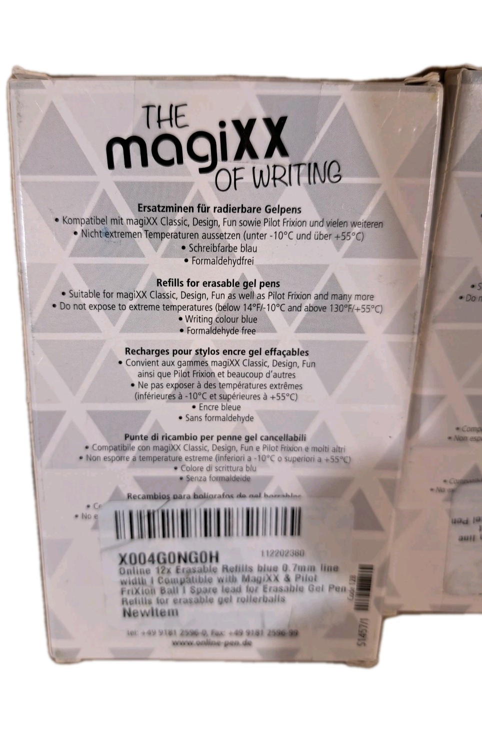 Magixx & Pilot FriXion Erasable Gel Pen Refills, 0.7 mm, Blue Ink, 3 Packs of 12