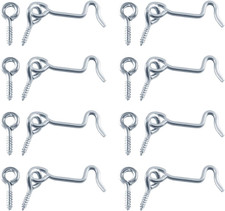 8 Pcs 1.5" Cabin Hook Eye Latch, Zinc Plated, Gate Door Swivel Hook with Screws