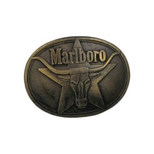 MARLBORO Longhorn belt buckle, solid brass western tobacco
