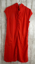 Divided Linen Shirt Dress Orange Size 10 collared Preppy Pockets Utility Comfort