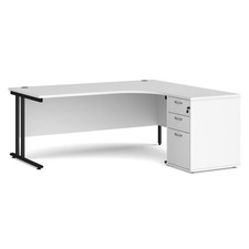 Image of Large Right Hand Corner Office Desk 1800 x 1200 with 3-Drawer Pedestal,5 Colours