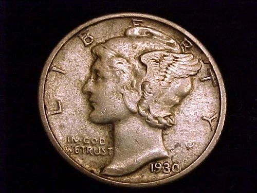 1930-S  Mercury Dime, Very Fine to Extra Fine  in Grade.