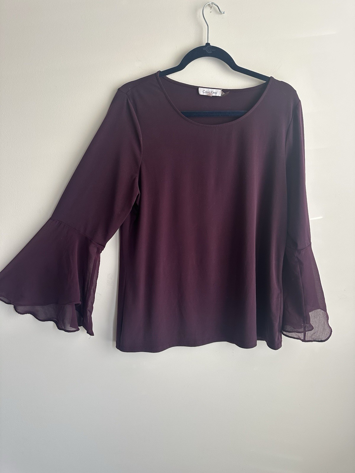 Calvin Klein Purple long sleeve Bell sleeve Shirt Womens Size Large