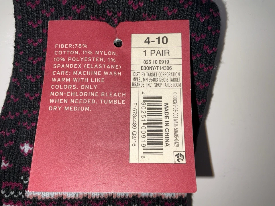 NUEVO CON ETIQUETAS 3 pares de calcetines Merona para mujer - negros/rosa - talla 4-10 Foto 3 de 3