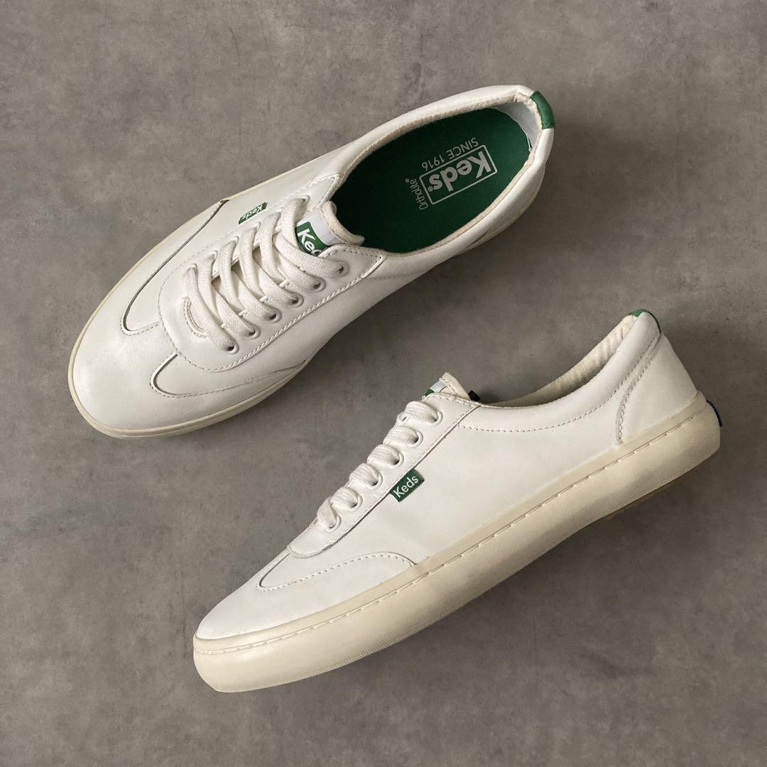 Keds Tournament Leather Sneakers 27cm White Green Vintage Pre
