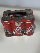 Coca-Cola Six-Can Metal Cooler Lunchbox Tin NOS