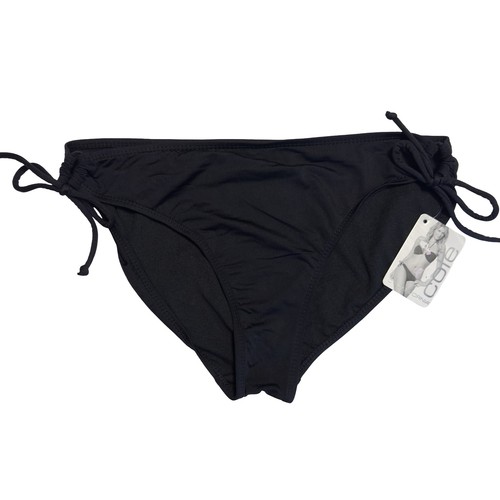 Parte inferior de bikini Cole of California para mujer mediana negra corbata lateral natación acanalada nueva - Imagen 8 de 9