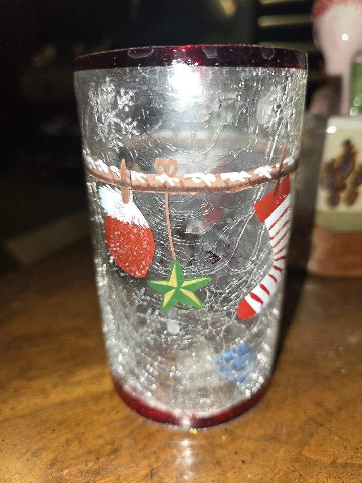 Yankee свечи прозрачный ураган большой банки держатель клетку праздничный треск красный окрашенный - Изображение 2 из 2