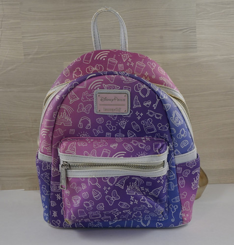 Disney Parks Loungefly Park Icons Pink Purple Ombre Backpack Mini Bag