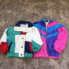 Vintage Kid's 1980s/90s Light Jackets Colorblock Size S/6 Lot of 2 READ