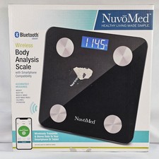 NuvoMed Wireless Body Analysis Scale Bluetooth Smart BMI Body Fat Black Glass