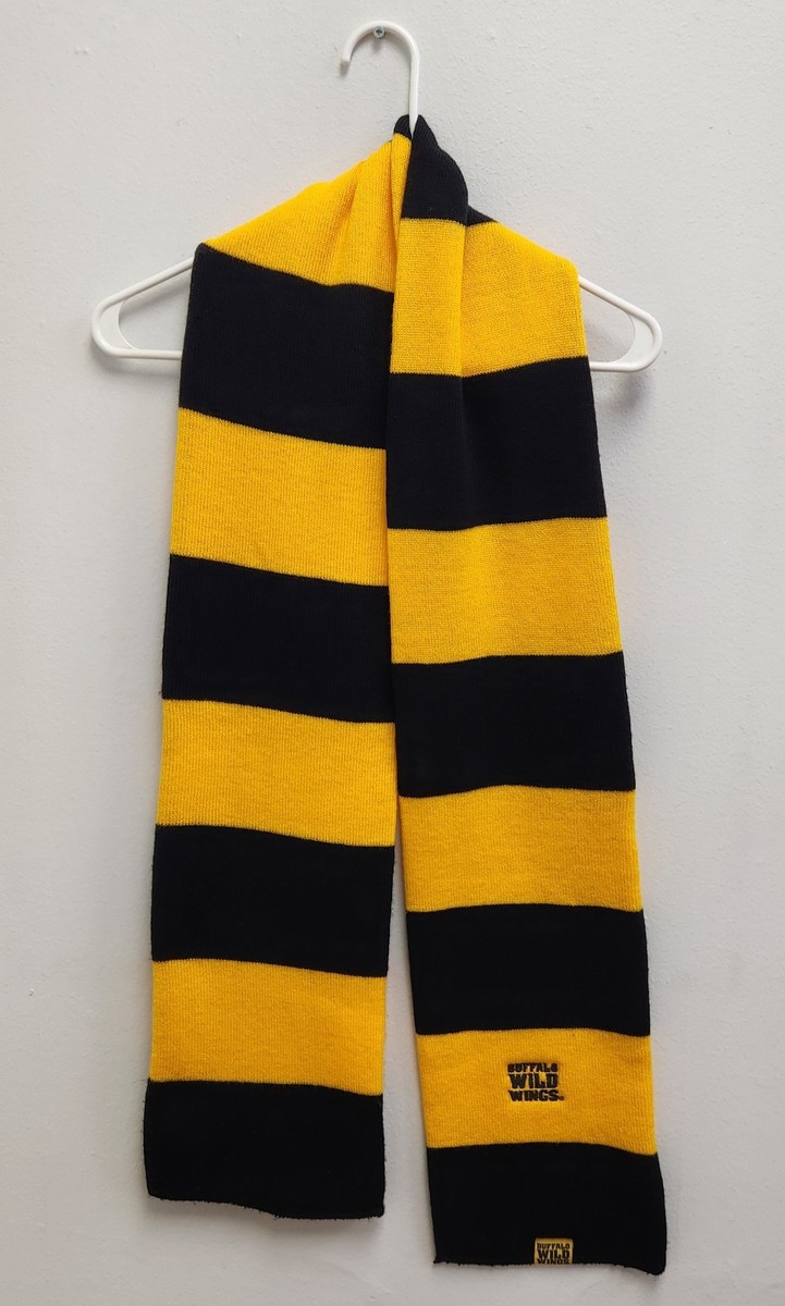 Buffalo Wild Wings Scarf Black and Yellow Striped Soccer Style Fan