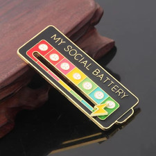 Interactive Social Battery Mood Attitude Tracker Brooch Pin Enamel Badge Gift UK