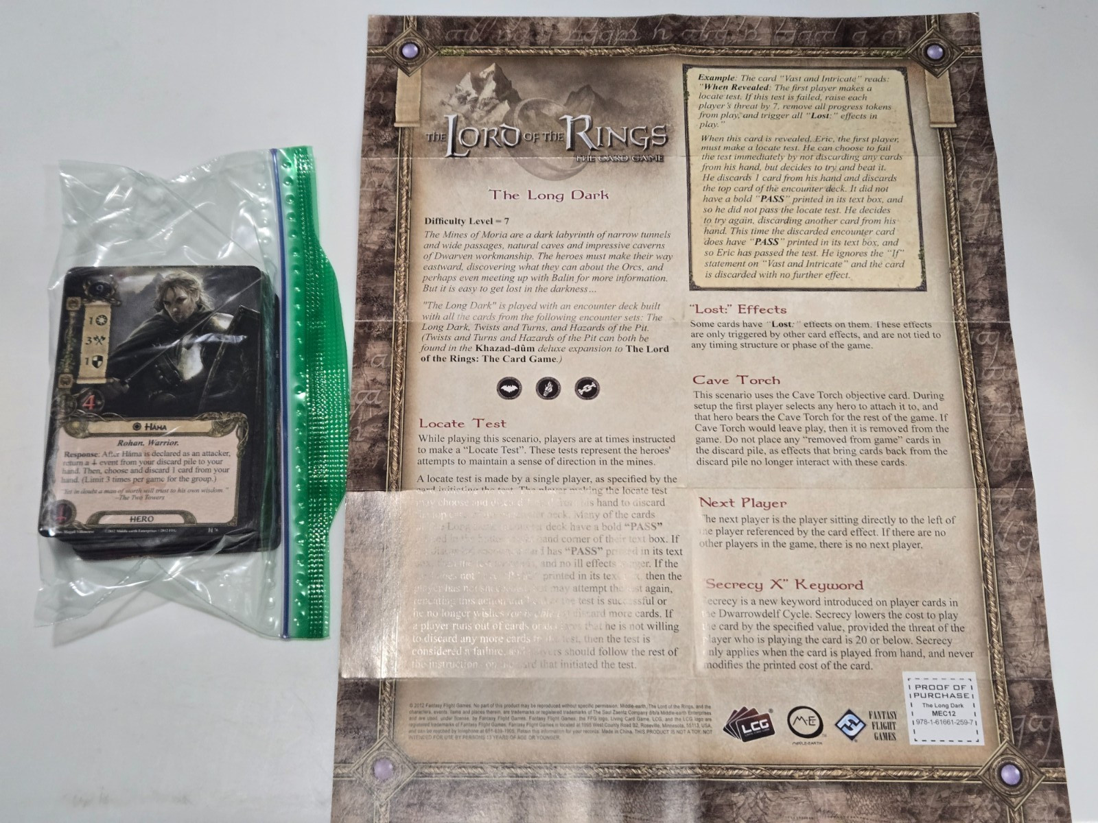 The Lord of the Rings Card Game The Long Dark Adventure Pack (Used)