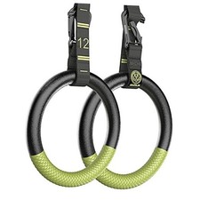 Gymnastic Rings with Adjustable Straps, Non-Slip Pull Up Rings with AppleGreen