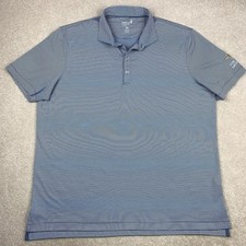 johnnie-O Lyndon Performance Polo Shirt Mens XL Blue Striped Golf Top Embroidery