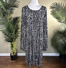 Show Me Your MuMu shift Dress Women Large long puff sleeve Snake Python black w