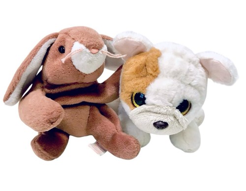 Ty Plush Beanie Toys 2020 Velve Ty Houghie Pug Puppy & 1995 Ears The Rabbit Set - Picture 9 of 17