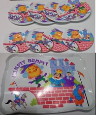 Vintage 1960s Ohio Art Story Time  Humpty Dumpty Tin Tea Dishes