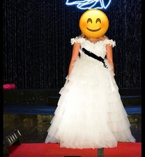 Sherri Hills size 10 White Ballgown Worn Once excellent condition 