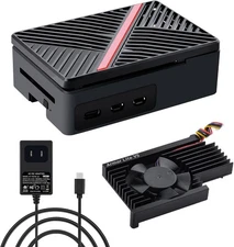 GeeekPi Raspberry Pi 5 ABS Case with USB-C Power Supply 27W, Armour Lite V5
