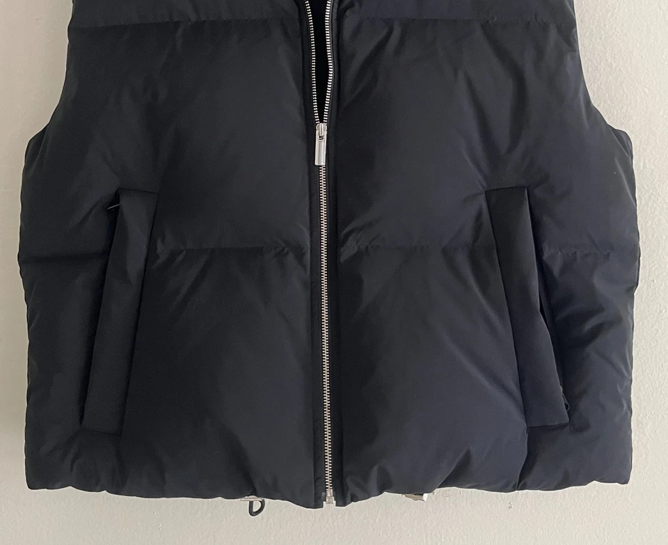 Theory Shell Down Vest Crop Black City Poly Puffer Vest Retail $395 Sz Small NWT - Image 2 of 4