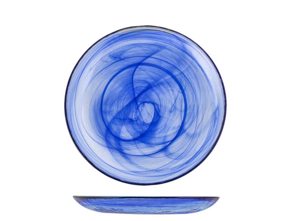 H&H 6 Alabaster Cobalt Glass Fruit Plates Diameter cm 21
