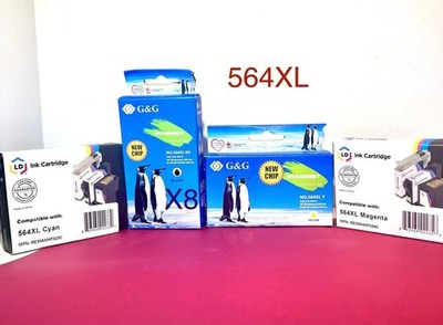 11 Total 564XL Ink Cartridges - 8 Black, 1 Magenta, 1 Cyan, 1 Yellow