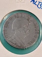 ALBANIA 1 Lek Coin R 1939 Victor-Emmanuel III Rome - WWII Occupied KM#31