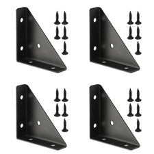 4-Pack 66mm x 66mm Black Metal Corner Brace Brackets for Bed, Table, Cabinet