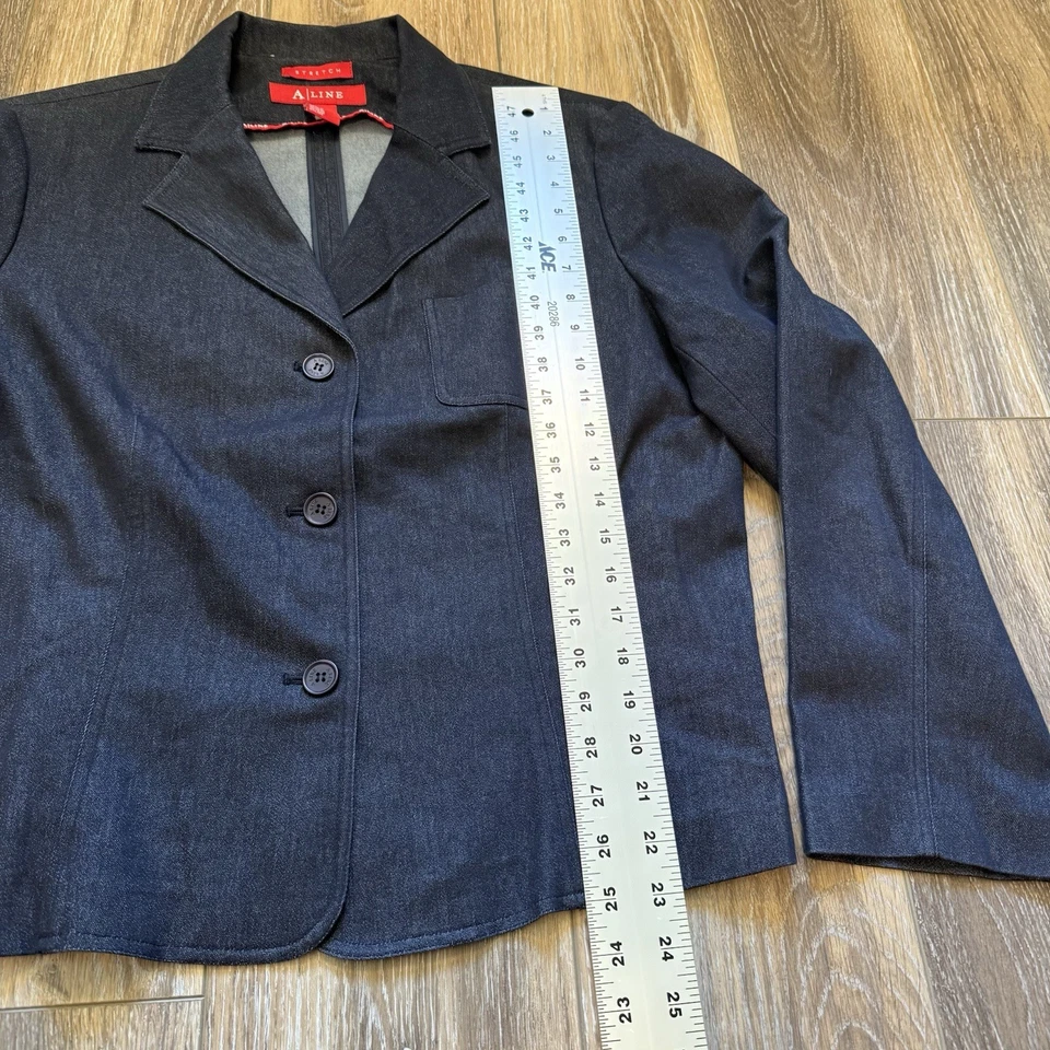 Blazer de mezclilla para mujer talla 16 elástico con botones Preppy Y2K nuevo sin etiquetas Foto 2 de 4