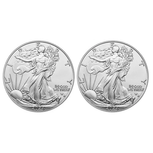 Lot of 2 - 2024 (P) $1 American Silver Eagle Star Privy 1 oz BU