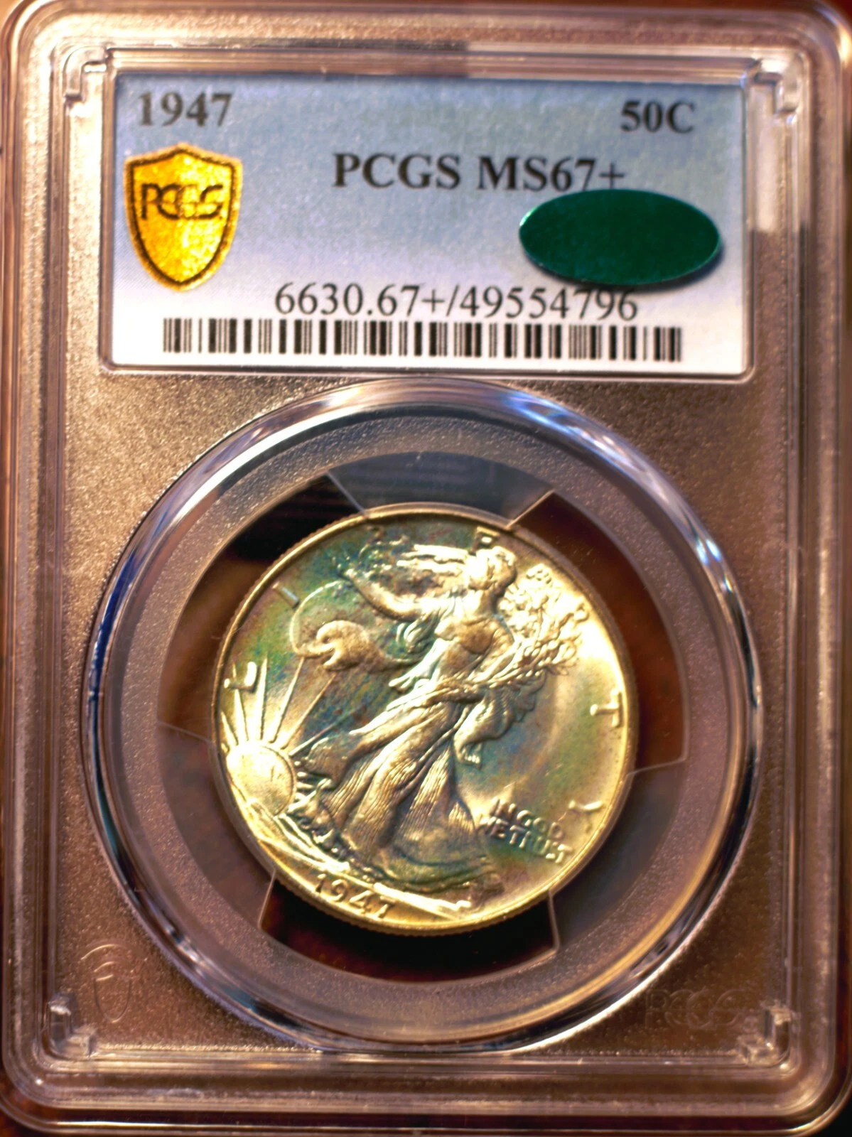 1947 50c Walking Liberty Half Dollar PCGS MS67+ **CAC**