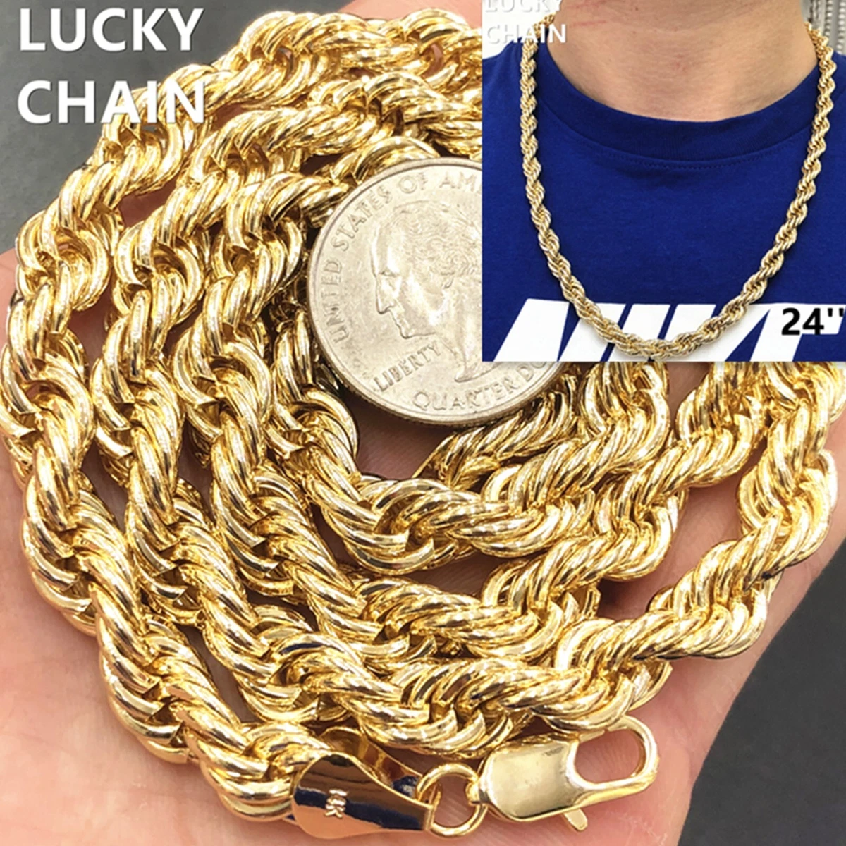8mm gold plated cheap rope chain