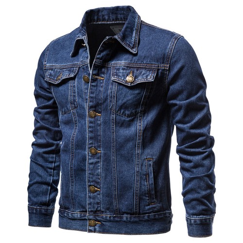 Coat Cotton Denim Jacket Men Casual Lapel Single Breasted Jean Jacket Slim Cargo - Picture 16 of 16