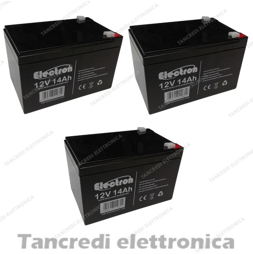 KIT 3x BATTERIA A PIOMBO 12V 14AH RICARICABILE PER BICI ELETTRICA 14 AMPERE  | eBay